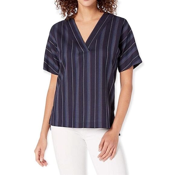 PENDLETON Merino Wool Pinstripe Striped V-Neck Top Blouse Shirt Women’s XS - Picture 1 of 5